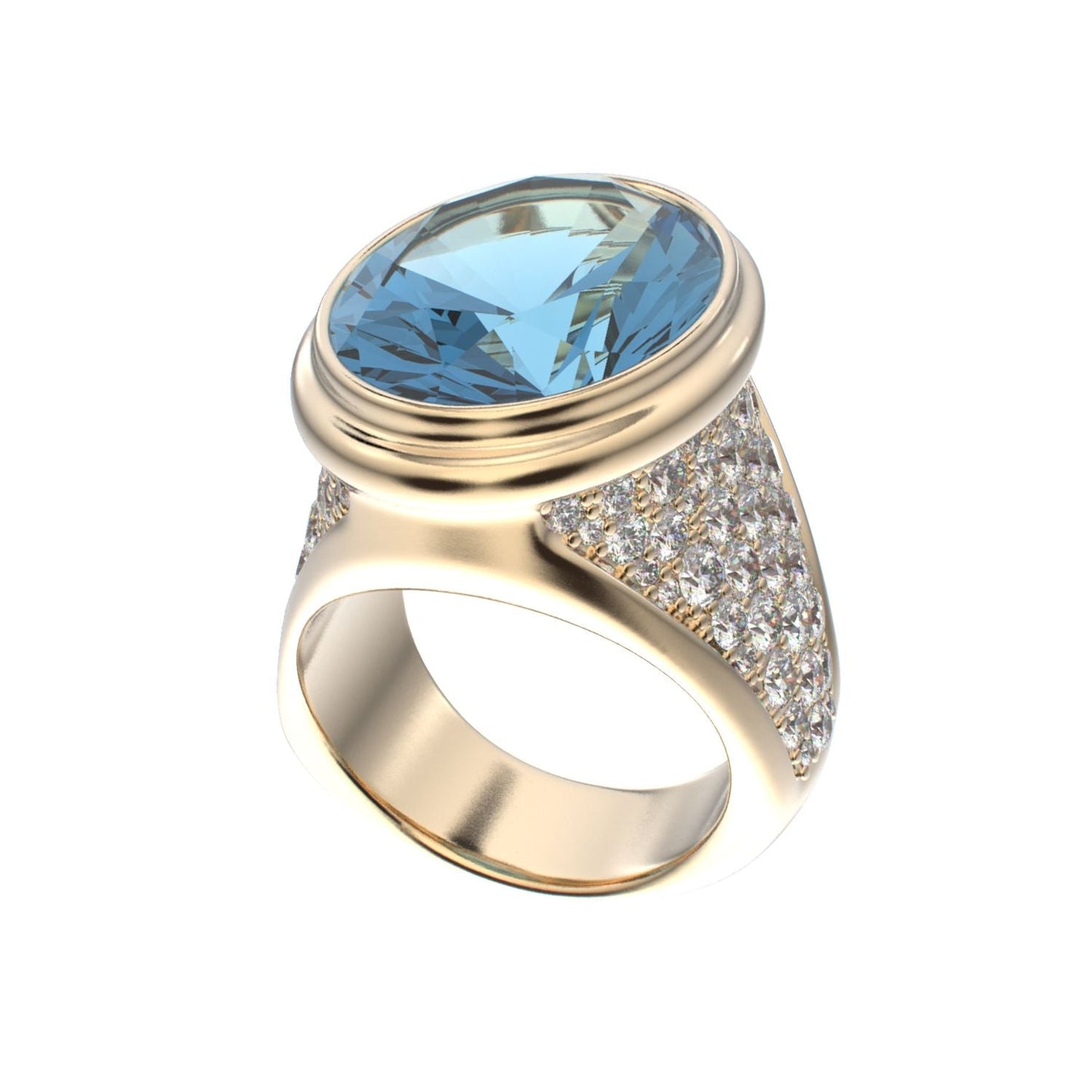 Signature Ring - Aquamarine & Diamond - 9ct Gold - BeckonJewel