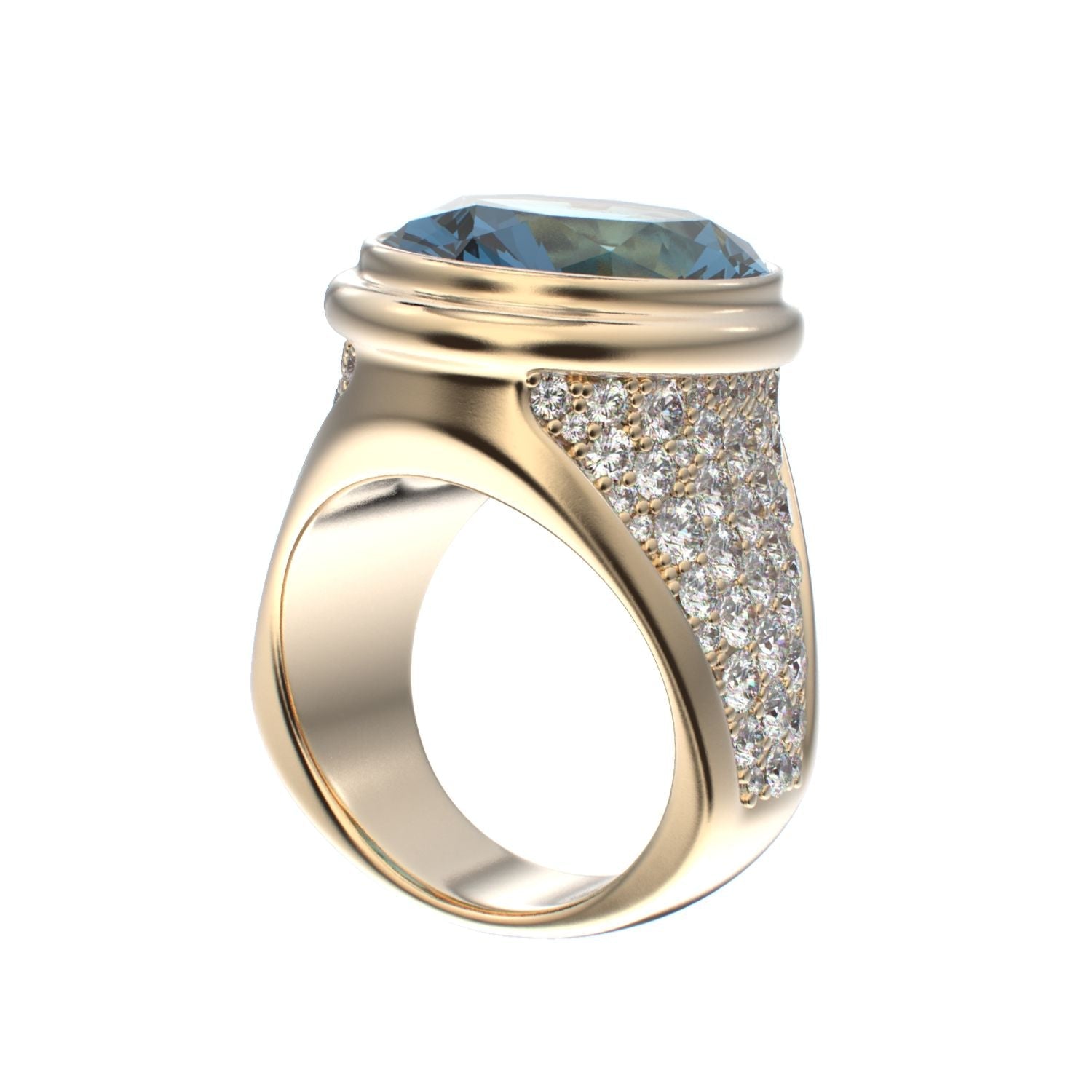 Signature Ring - Aquamarine & Diamond - 9ct Gold - BeckonJewel