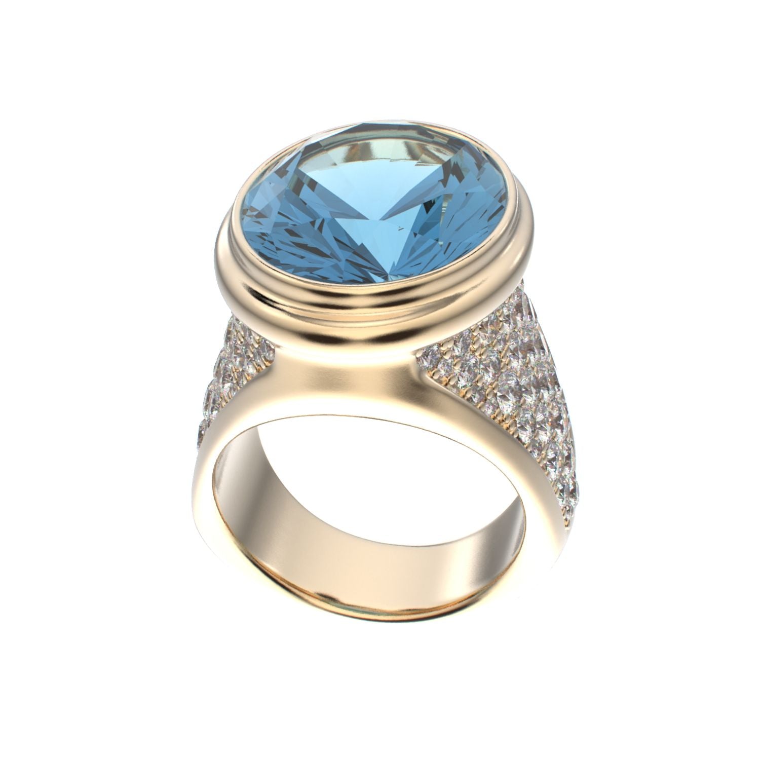 Signature Ring - Aquamarine & Diamond - 9ct Gold - BeckonJewel