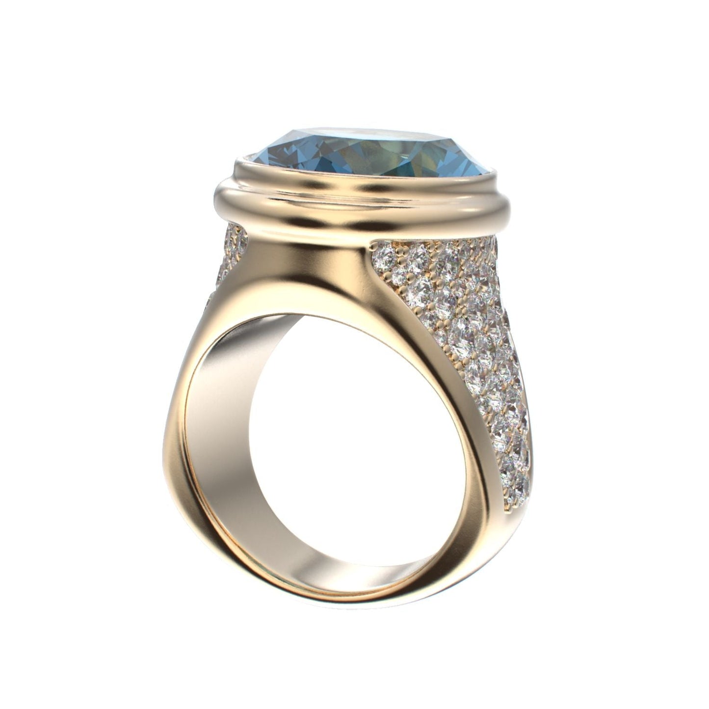 Signature Ring - Aquamarine & Diamond - 9ct Gold - BeckonJewel