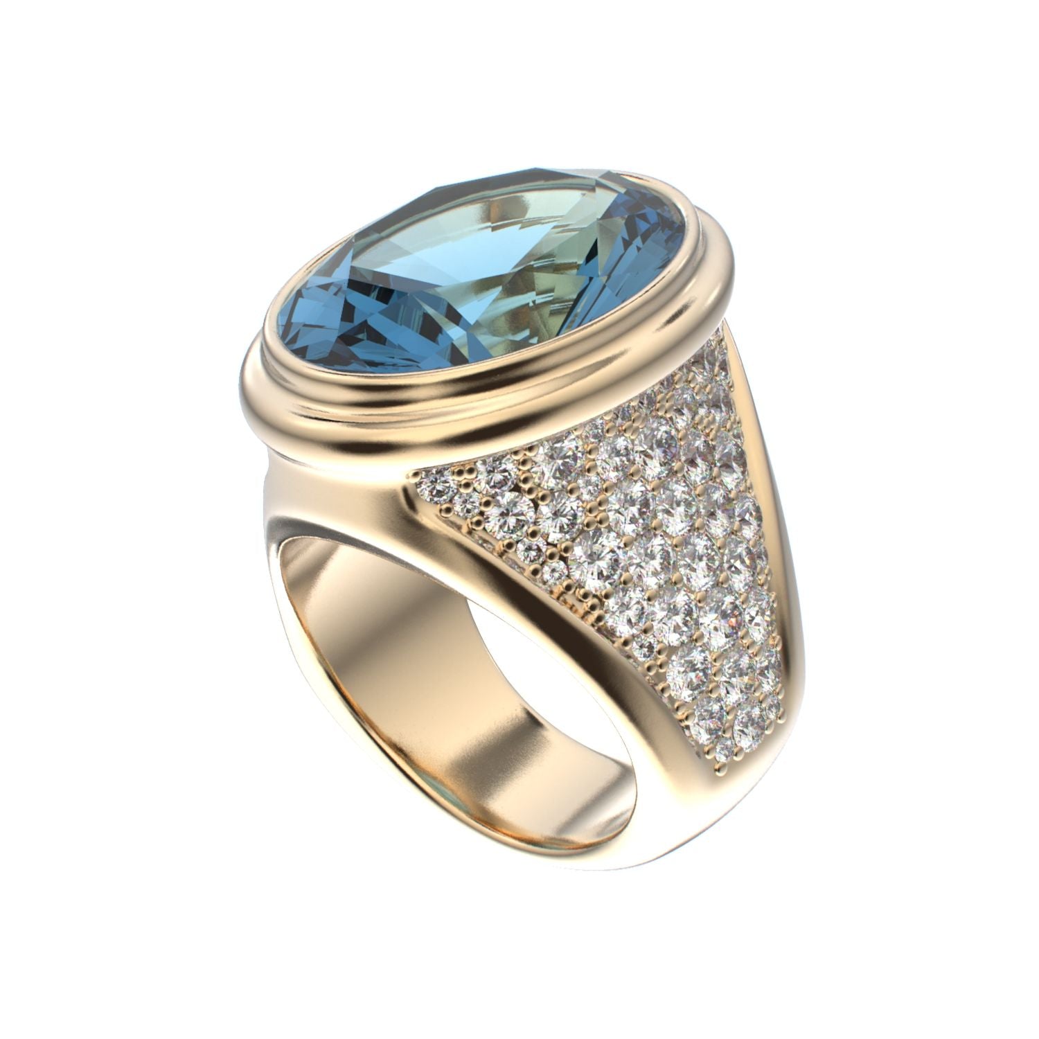 Signature Ring - Aquamarine & Diamond - 9ct Gold - BeckonJewel