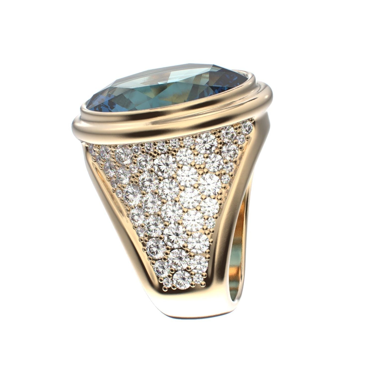 Signature Ring - Aquamarine & Diamond - 9ct Gold - BeckonJewel