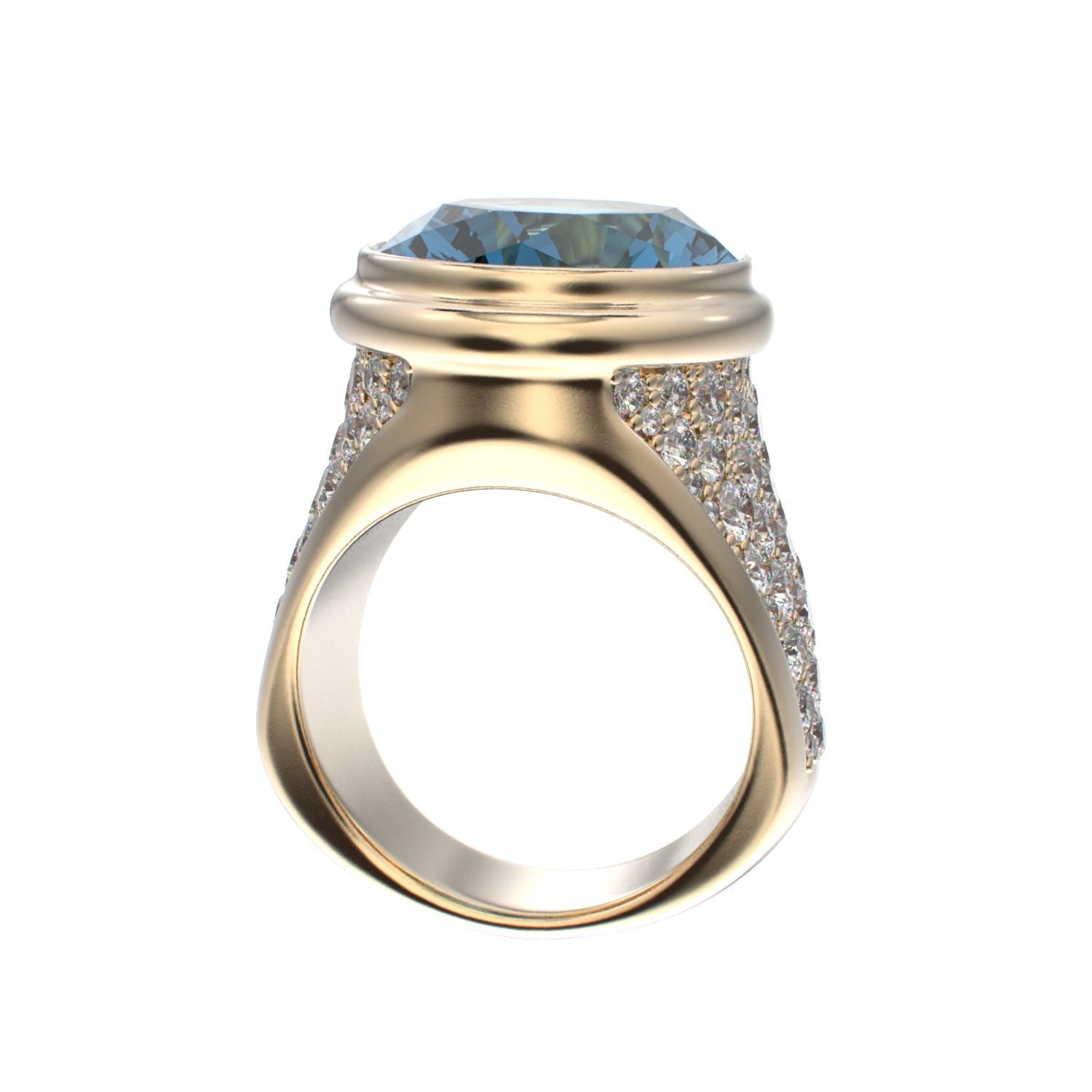 Signature Ring - Aquamarine & Diamond - 9ct Gold - BeckonJewel