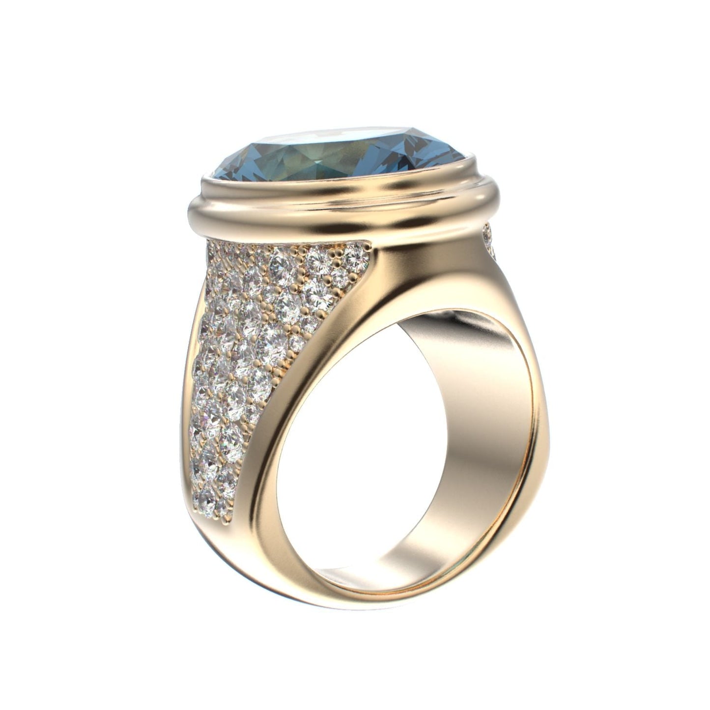 Signature Ring - Aquamarine & Diamond - 9ct Gold - BeckonJewel