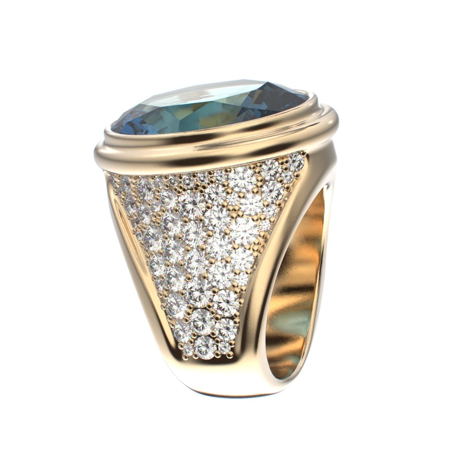 Signature Ring - Aquamarine & Diamond - 9ct Gold - BeckonJewel