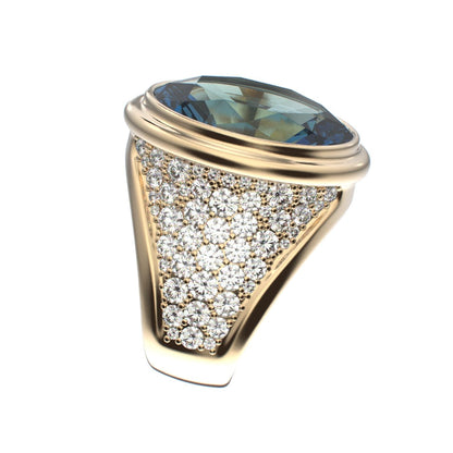 Signature Ring - Aquamarine & Diamond - 9ct Gold - BeckonJewel