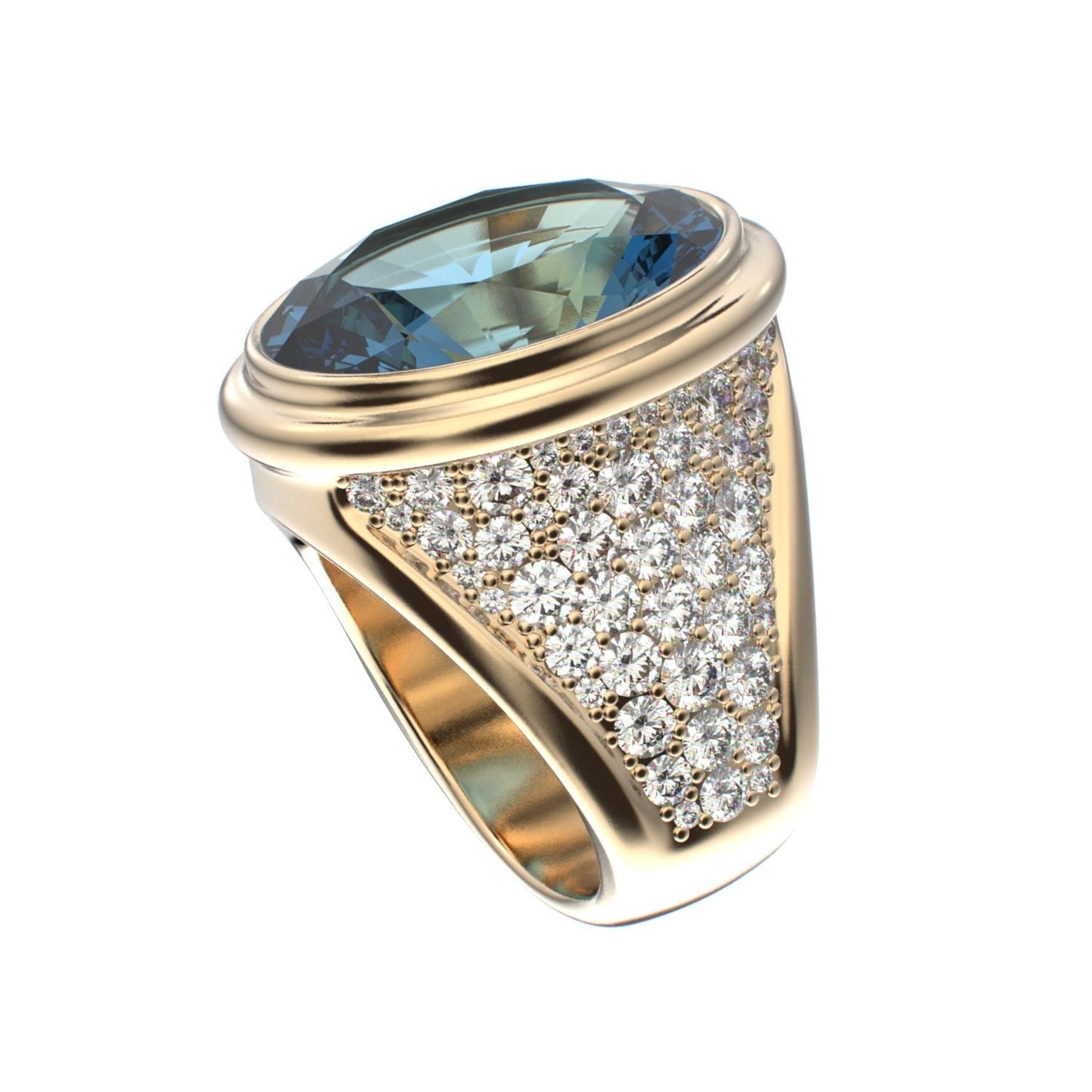 Signature Ring - Aquamarine & Diamond - 9ct Gold - BeckonJewel