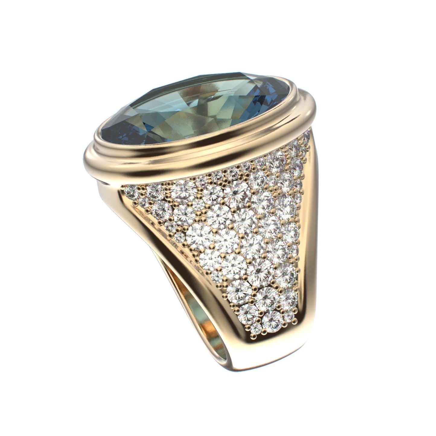 Signature Ring - Aquamarine & Diamond - 9ct Gold - BeckonJewel