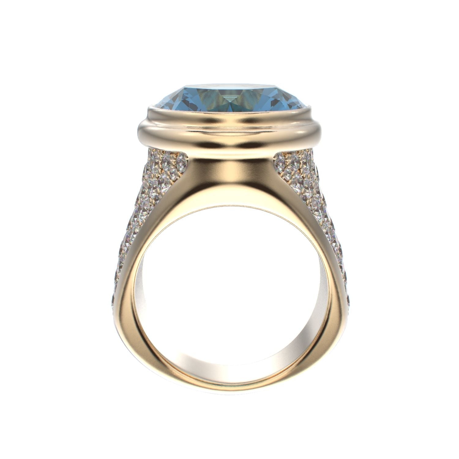 Signature Ring - Aquamarine & Diamond - 9ct Gold - BeckonJewel