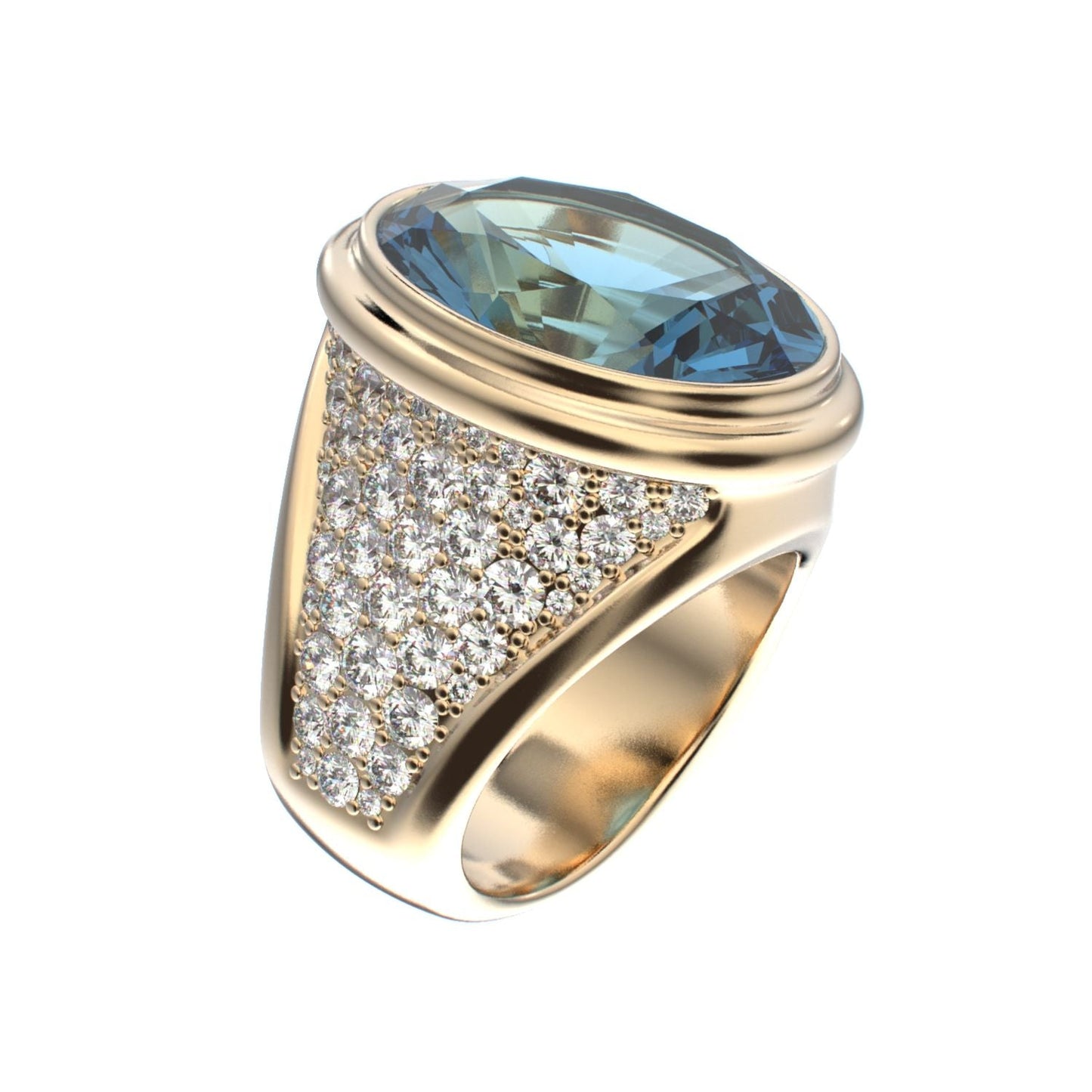 Signature Ring - Aquamarine & Diamond - 9ct Gold - BeckonJewel