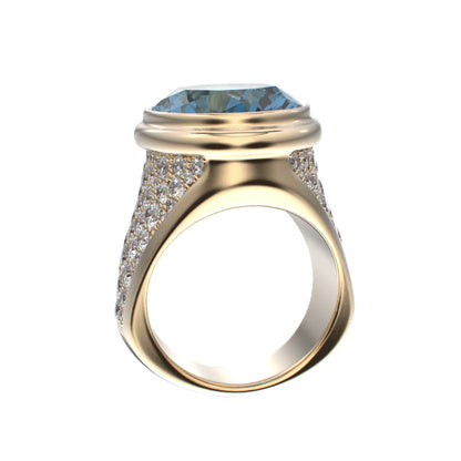 Signature Ring - Aquamarine & Diamond - 9ct Gold - BeckonJewel