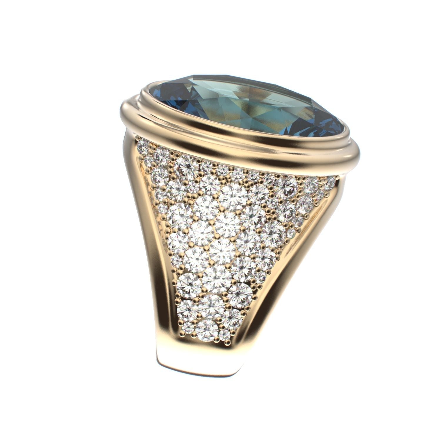 Signature Ring - Aquamarine & Diamond - 9ct Gold - BeckonJewel