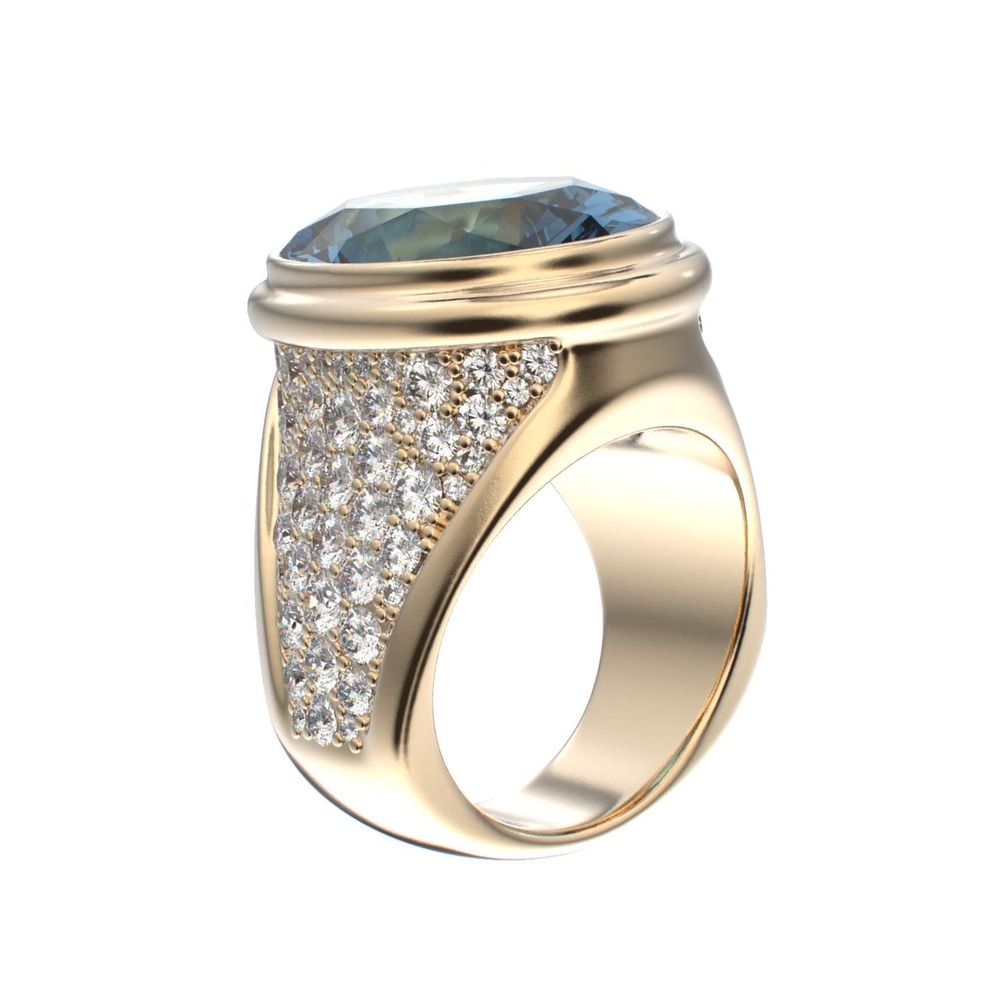 Signature Ring - Aquamarine & Diamond - 9ct Gold - BeckonJewel