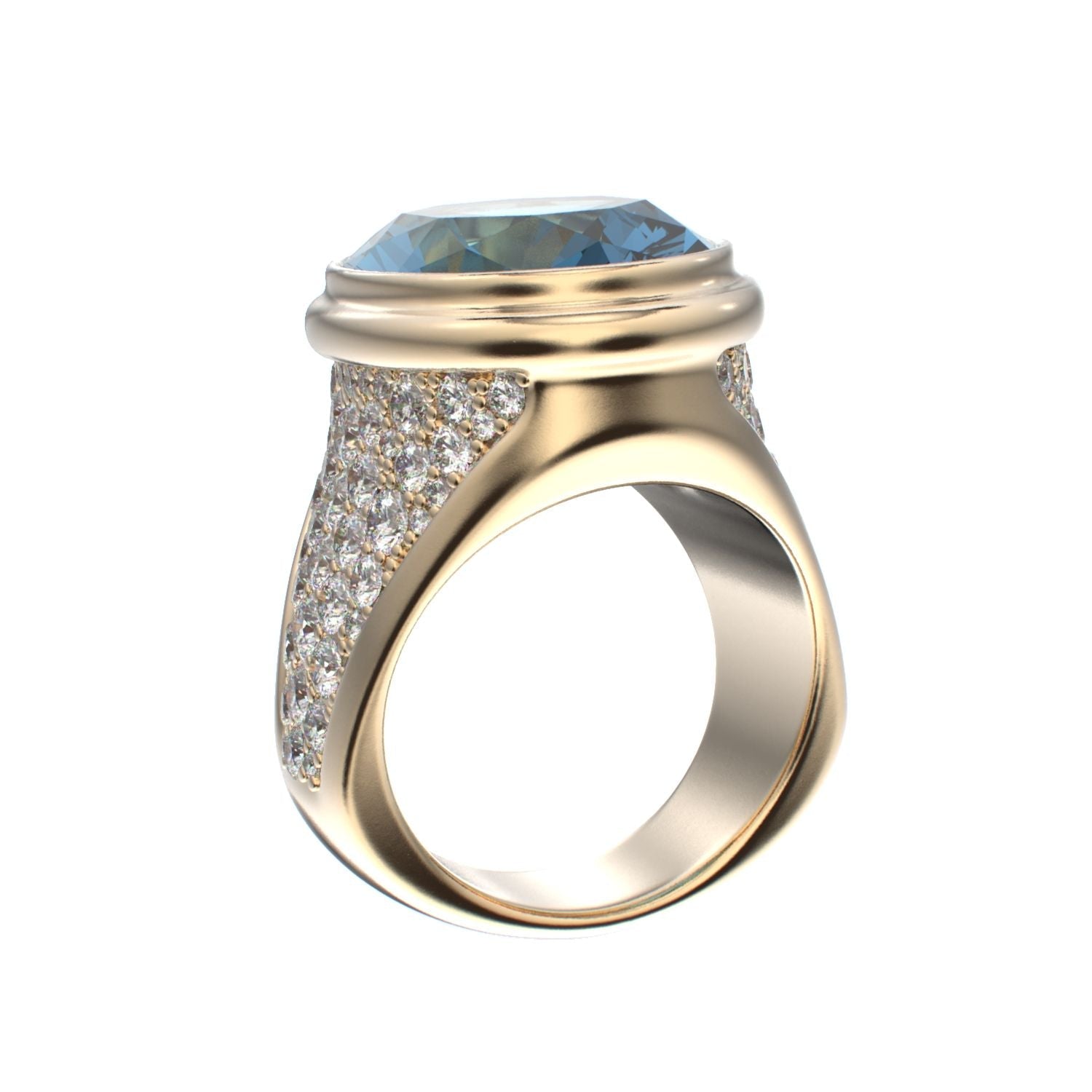 Signature Ring - Aquamarine & Diamond - 9ct Gold - BeckonJewel