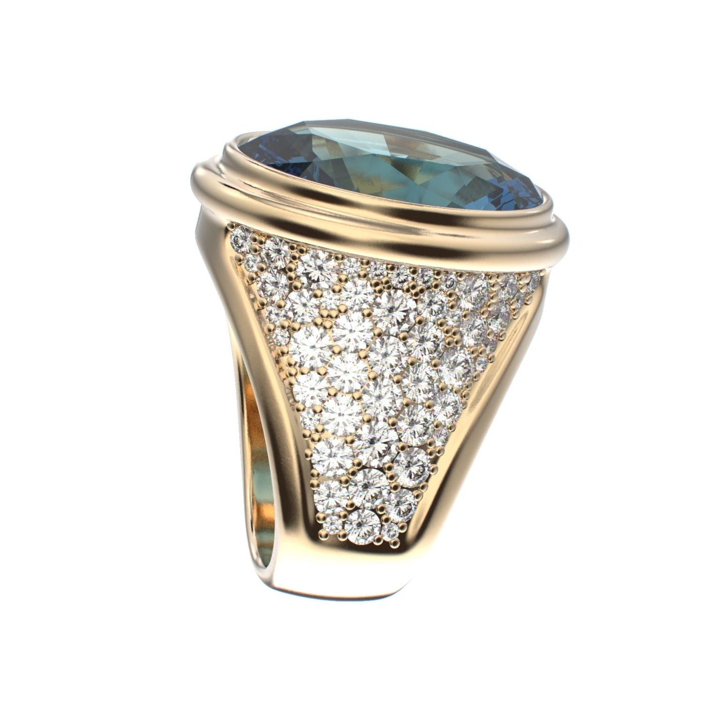 Signature Ring - Aquamarine & Diamond - 9ct Gold - BeckonJewel