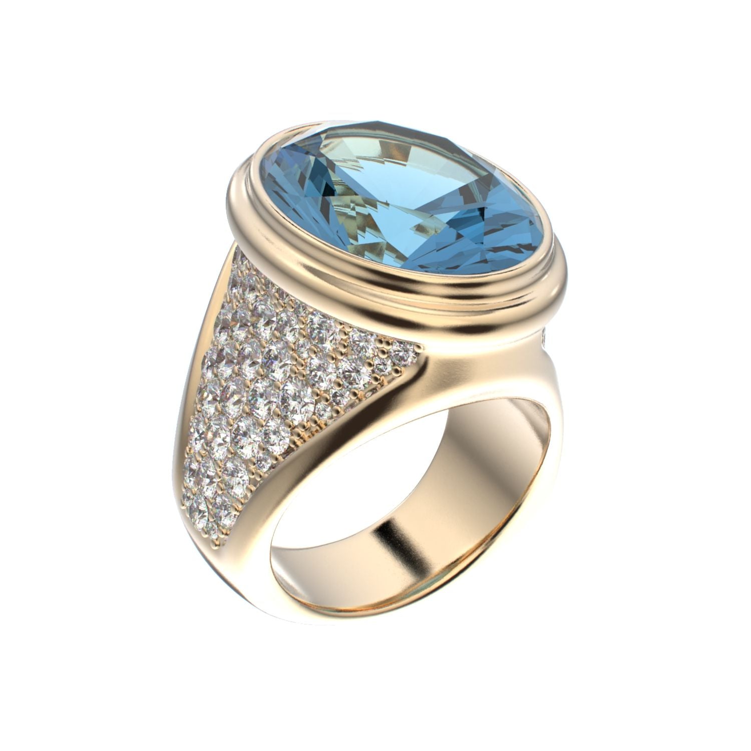 Signature Ring - Aquamarine & Diamond - 9ct Gold - BeckonJewel