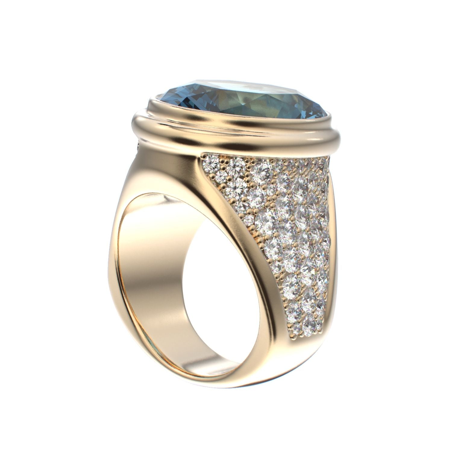 Signature Ring - Aquamarine & Diamond - 9ct Gold - BeckonJewel