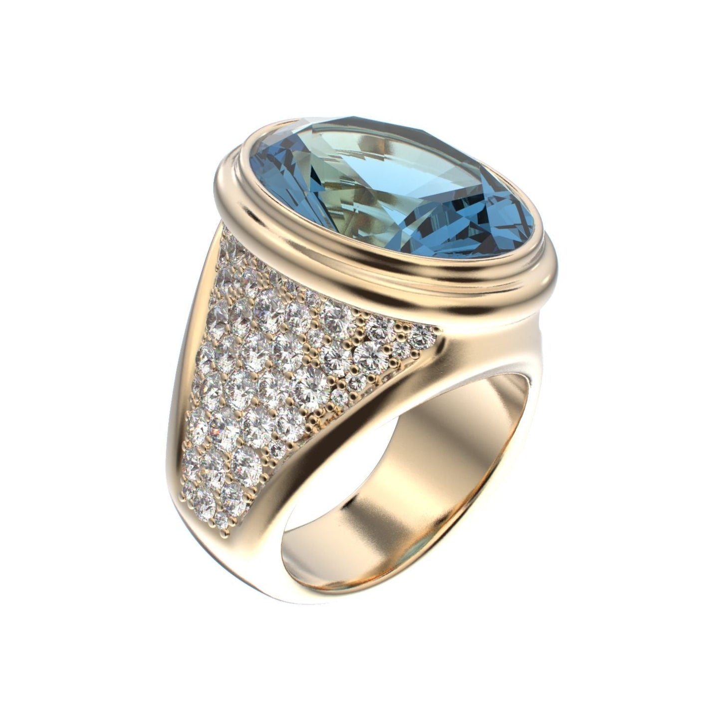 Signature Ring - Aquamarine & Diamond - 9ct Gold - BeckonJewel