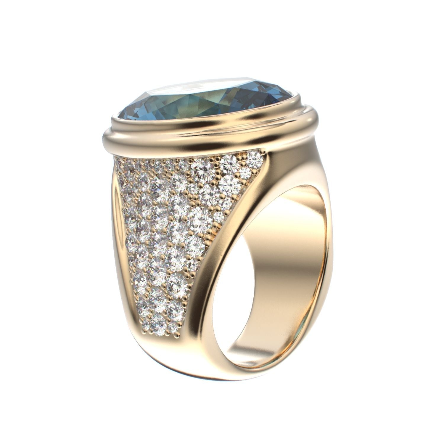 Signature Ring - Aquamarine & Diamond - 9ct Gold - BeckonJewel