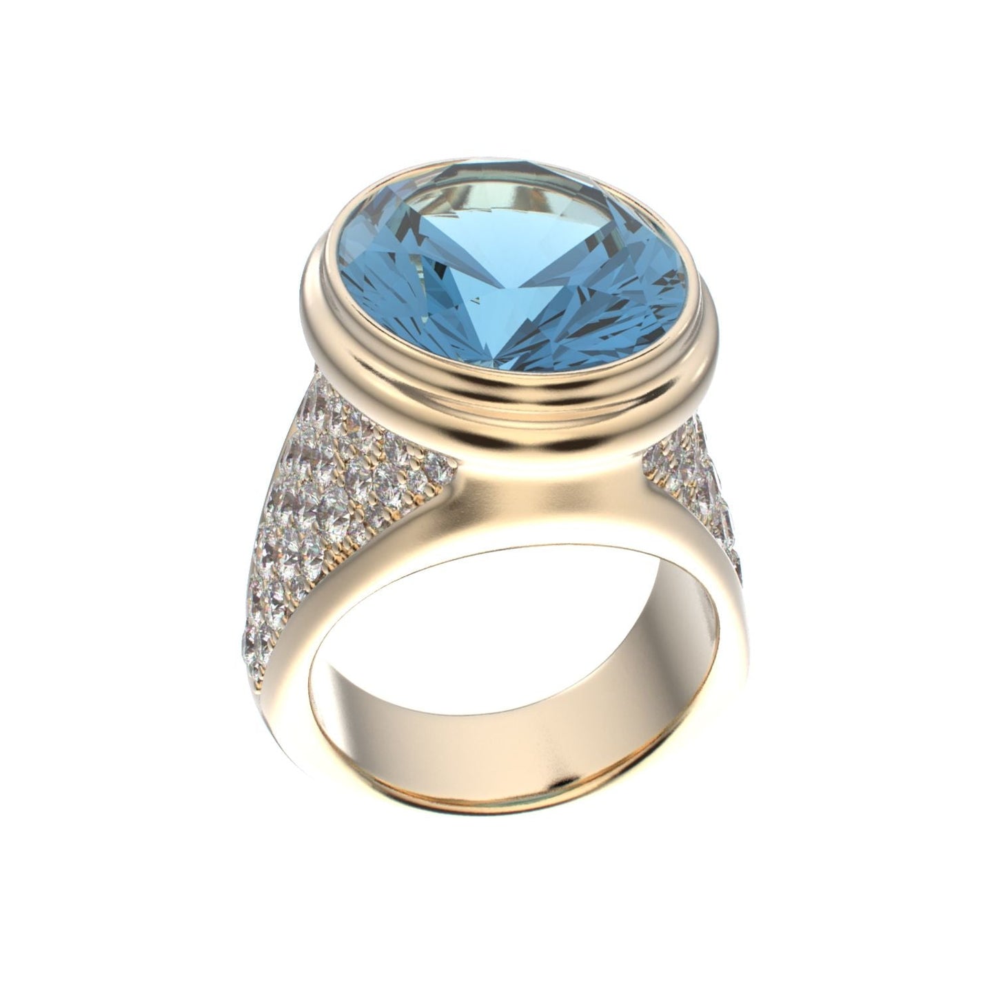 Signature Ring - Aquamarine & Diamond - 9ct Gold - BeckonJewel