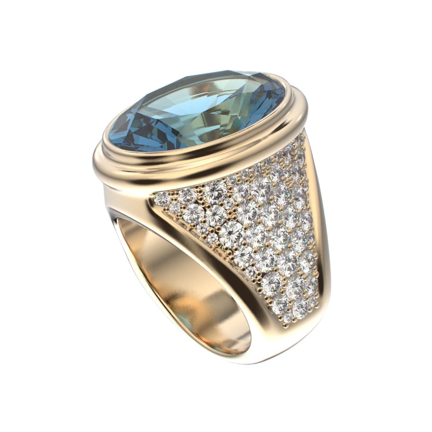 Signature Ring - Aquamarine & Diamond - 9ct Gold - BeckonJewel