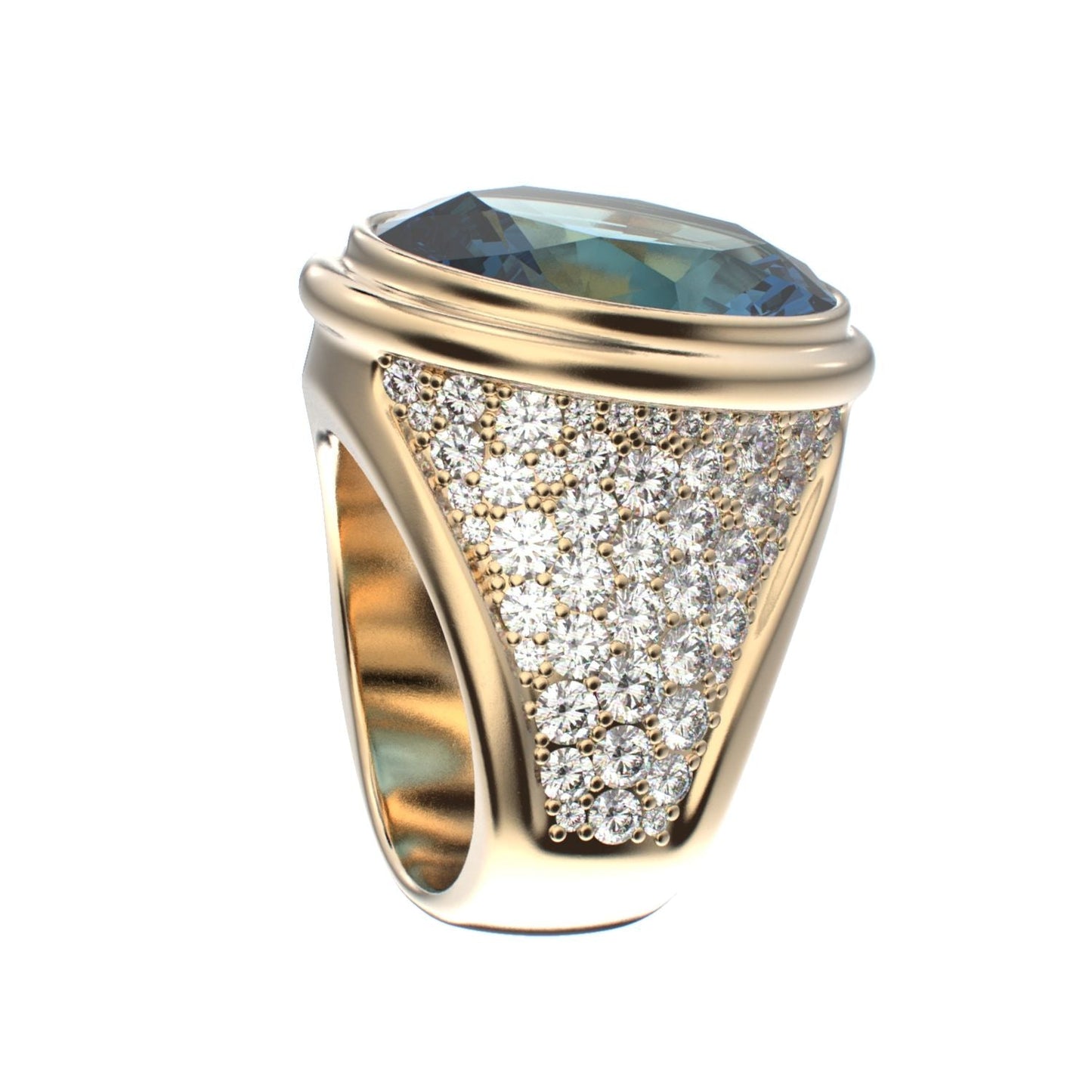 Signature Ring - Aquamarine & Diamond - 9ct Gold - BeckonJewel