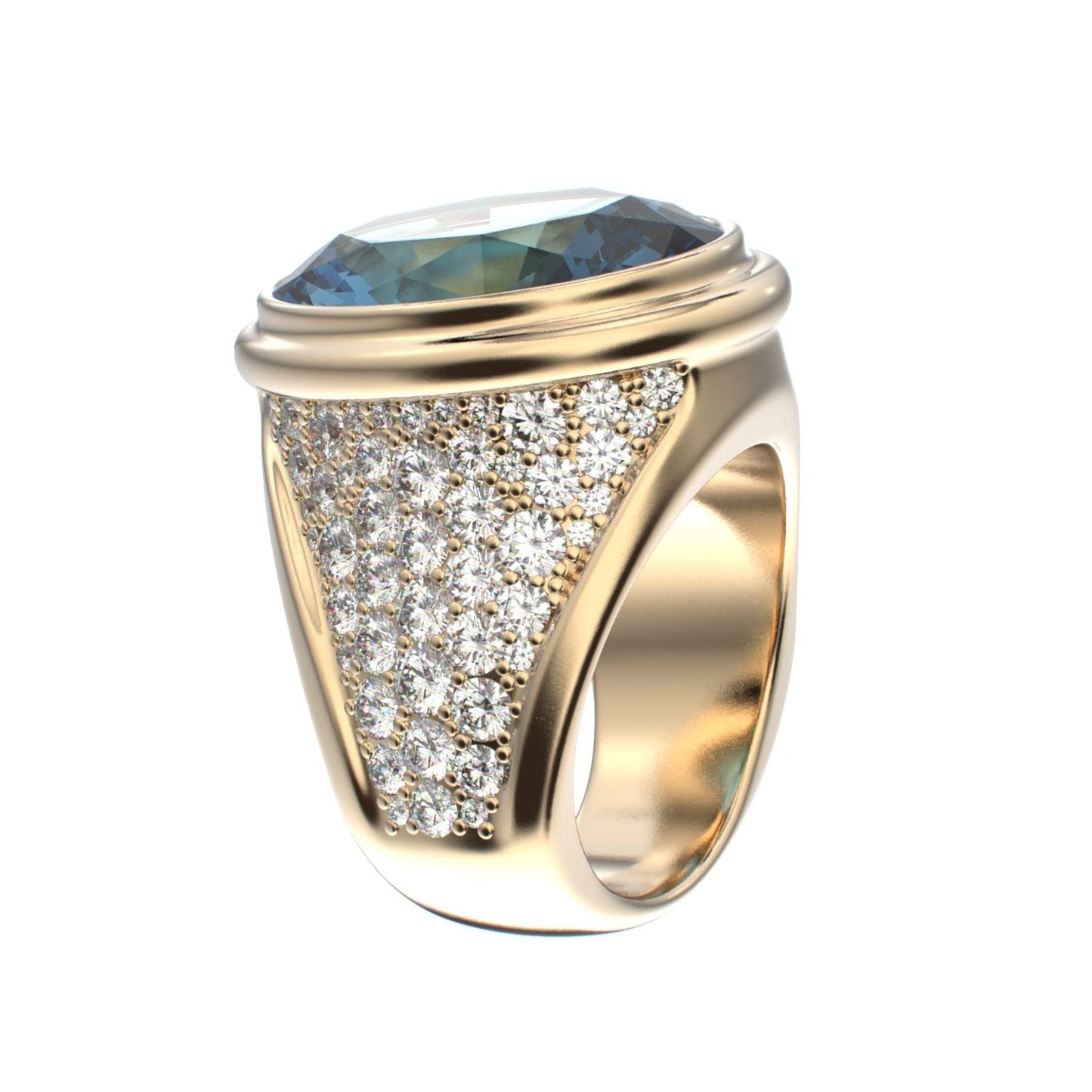 Signature Ring - Aquamarine & Diamond - 9ct Gold - BeckonJewel