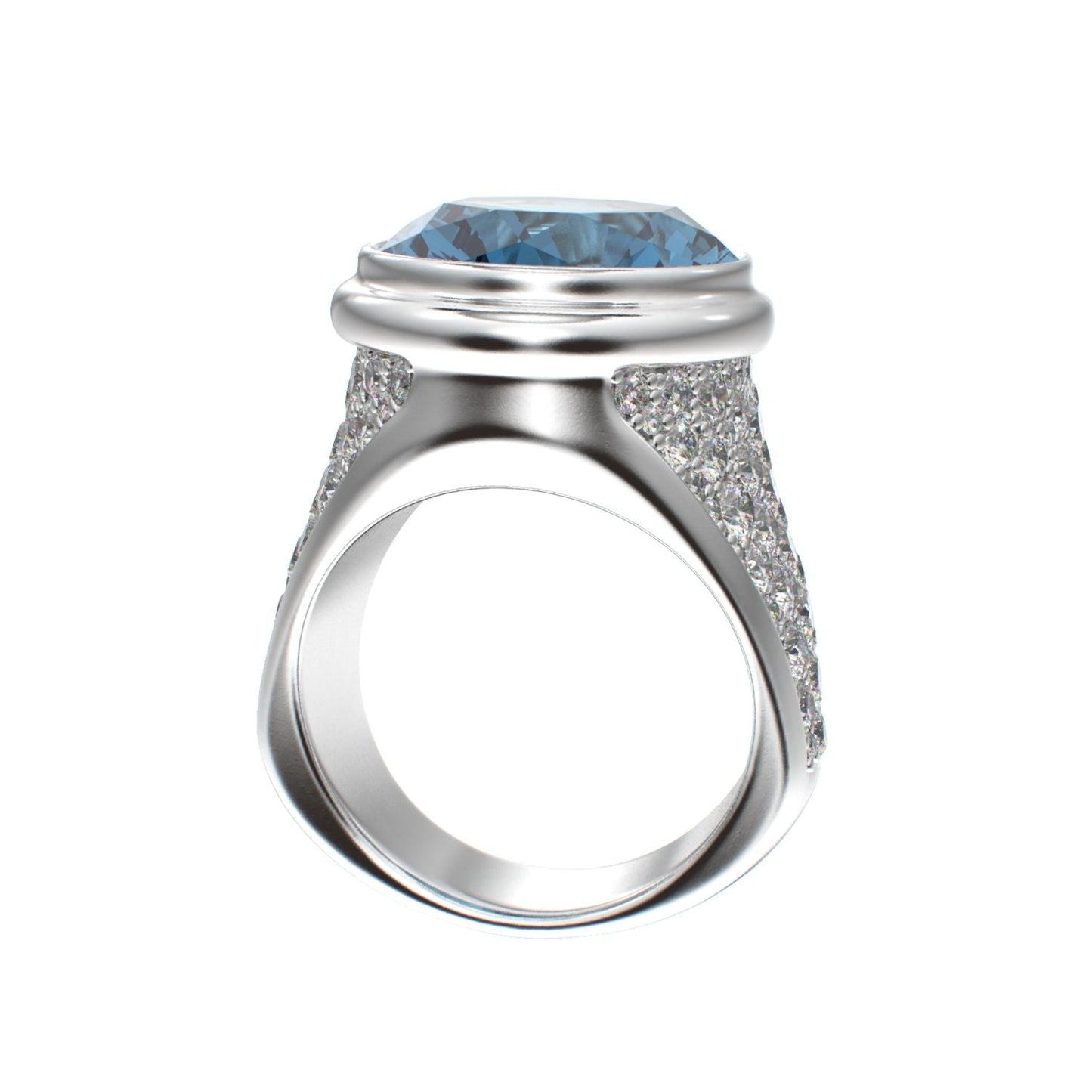 Signature Ring - Aquamarine & Moissanite- 925 Silver