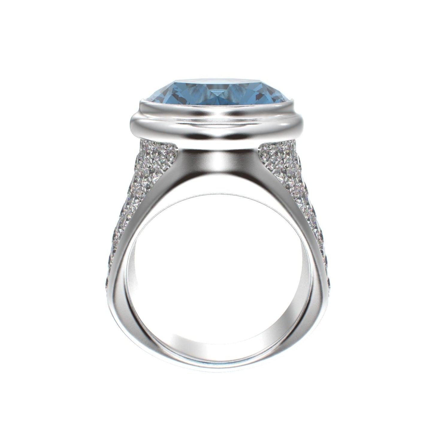 Signature Ring - Aquamarine & Moissanite- 925 Silver