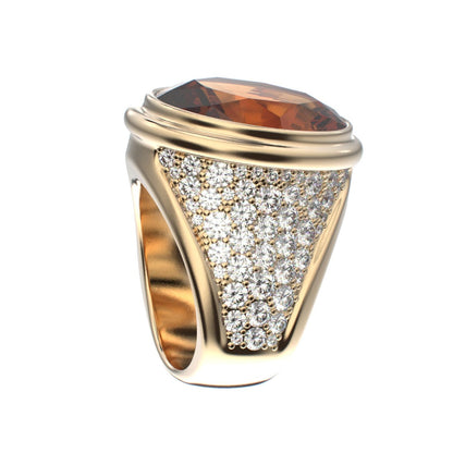 Signature Ring - Citrine & Diamond - 9ct Gold - BeckonJewel