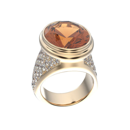 Signature Ring - Citrine & Diamond - 9ct Gold - BeckonJewel