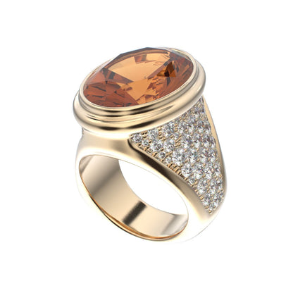 Signature Ring - Citrine & Diamond - 9ct Gold - BeckonJewel