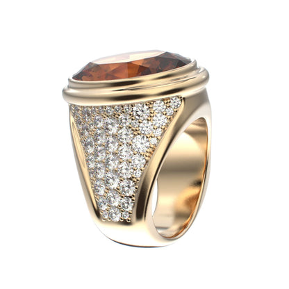 Signature Ring - Citrine & Diamond - 9ct Gold - BeckonJewel