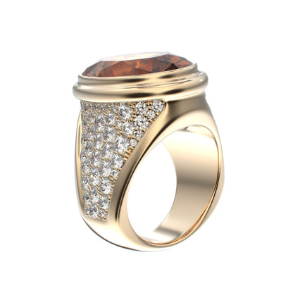 Signature Ring - Citrine & Diamond - 9ct Gold - BeckonJewel