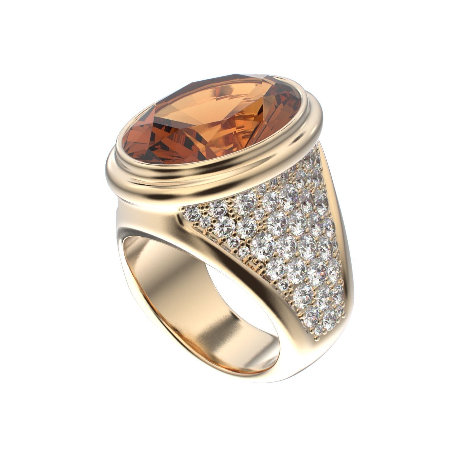 Signature Ring - Citrine & Diamond - 9ct Gold - BeckonJewel