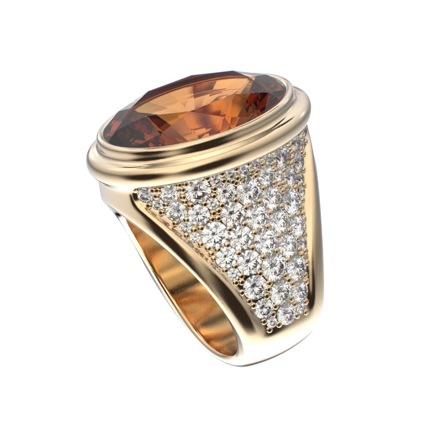 Signature Ring - Citrine & Diamond - 9ct Gold - BeckonJewel