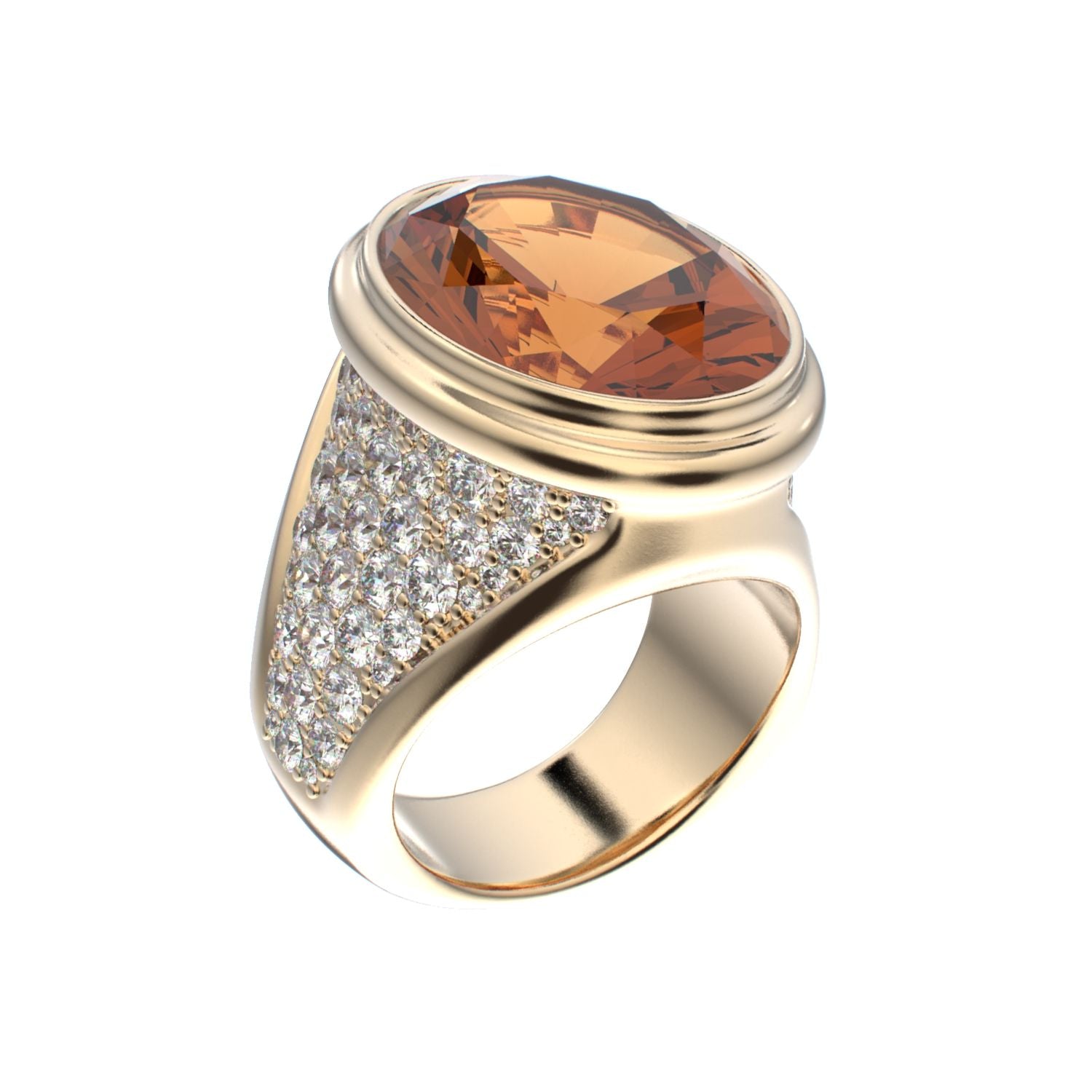 Signature Ring - Citrine & Diamond - 9ct Gold - BeckonJewel