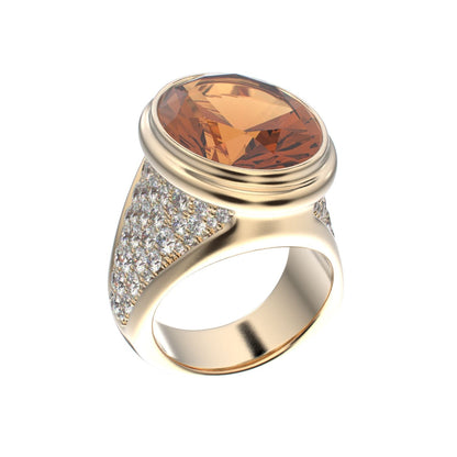 Signature Ring - Citrine & Diamond - 9ct Gold - BeckonJewel