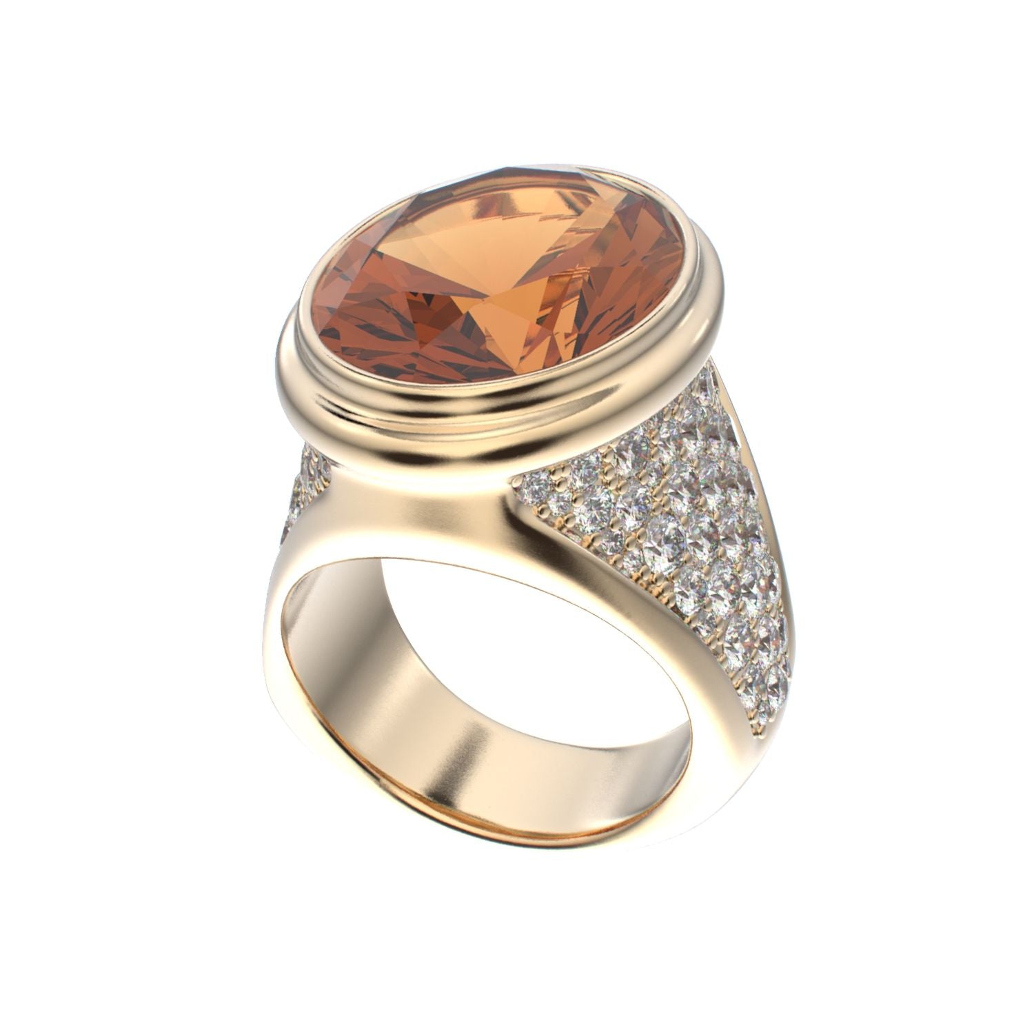 Signature Ring - Citrine & Diamond - 9ct Gold - BeckonJewel