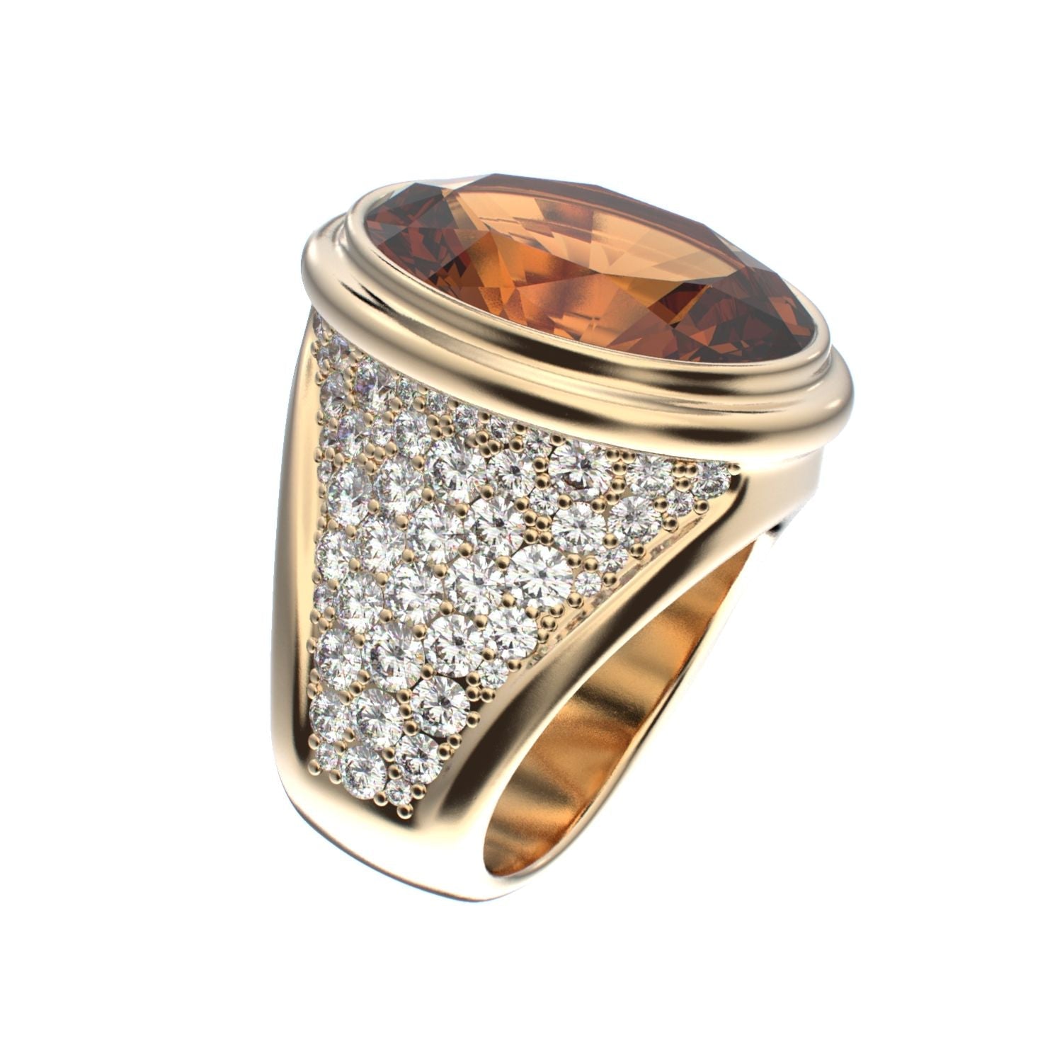 Signature Ring - Citrine & Diamond - 9ct Gold - BeckonJewel