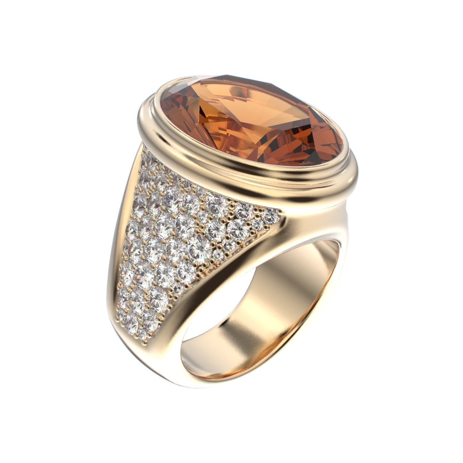 Signature Ring - Citrine & Diamond - 9ct Gold - BeckonJewel