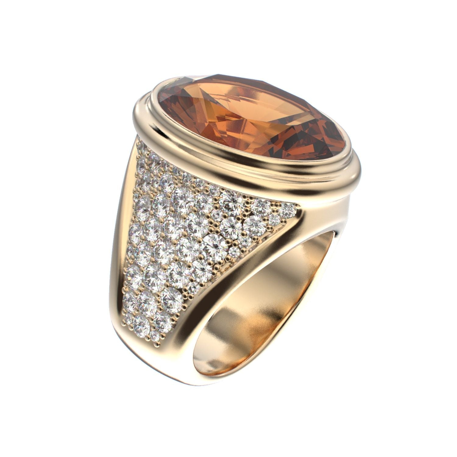 Signature Ring - Citrine & Diamond - 9ct Gold - BeckonJewel