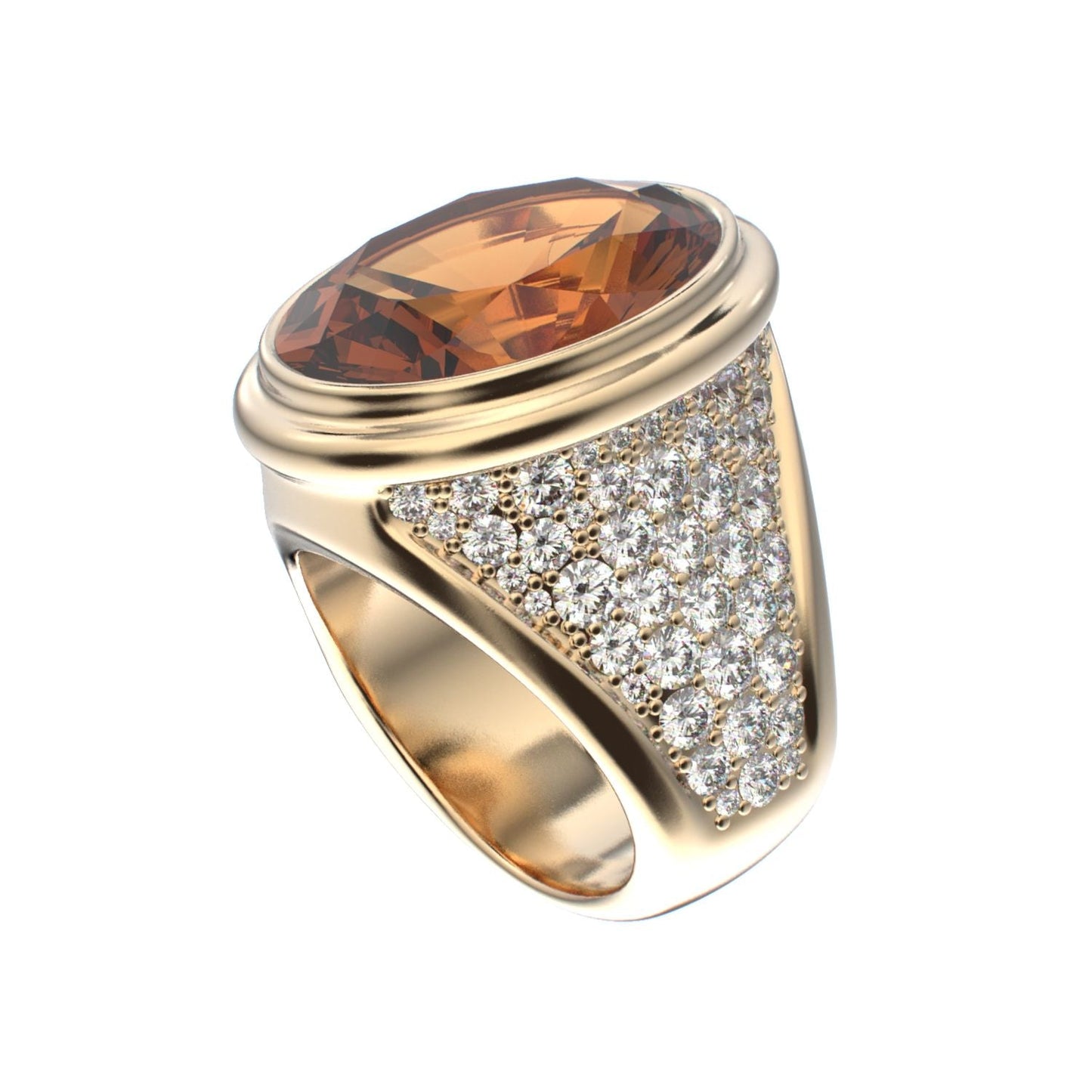 Signature Ring - Citrine & Diamond - 9ct Gold - BeckonJewel