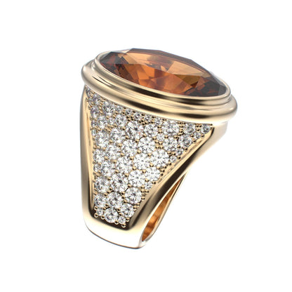 Signature Ring - Citrine & Diamond - 9ct Gold - BeckonJewel