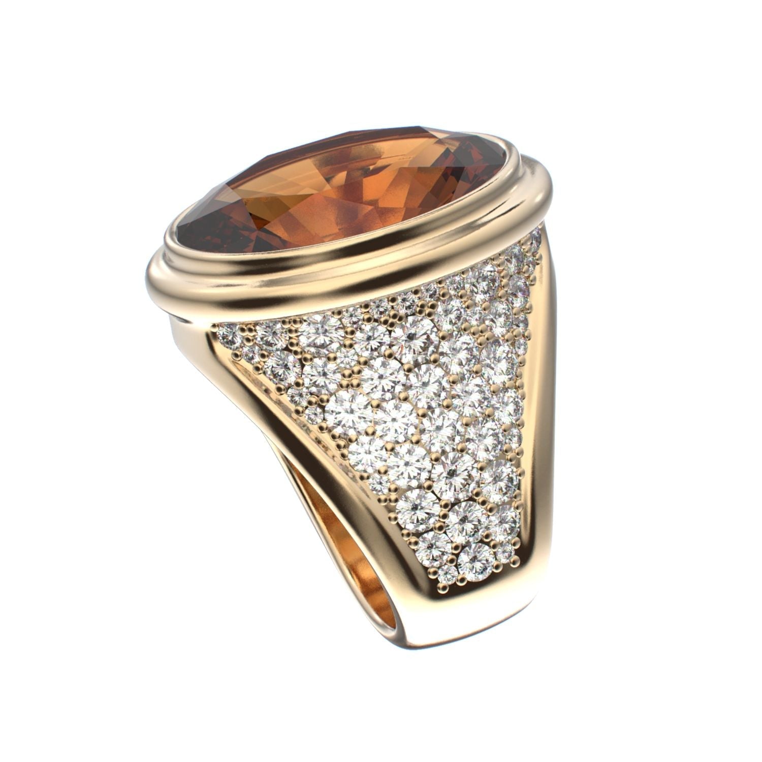 Signature Ring - Citrine & Diamond - 9ct Gold - BeckonJewel