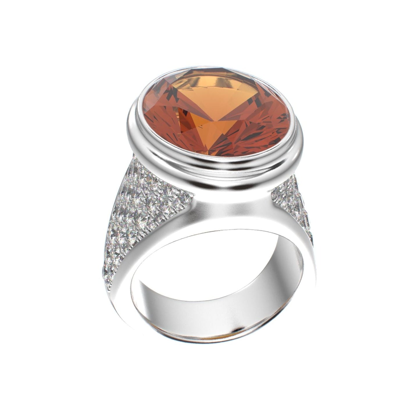 Signature Ring - Citrine & Moissanites - 925 Silver - BeckonJewel