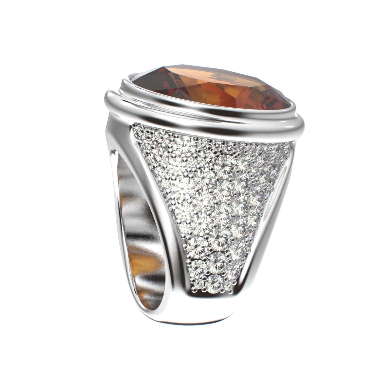 Signature Ring - Citrine & Moissanites - 925 Silver - BeckonJewel