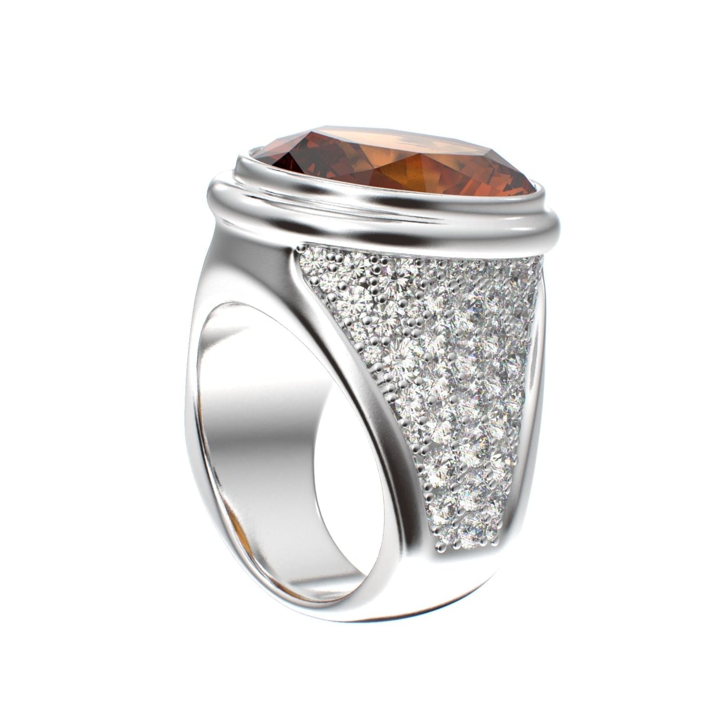 Signature Ring - Citrine & Moissanites - 925 Silver - BeckonJewel