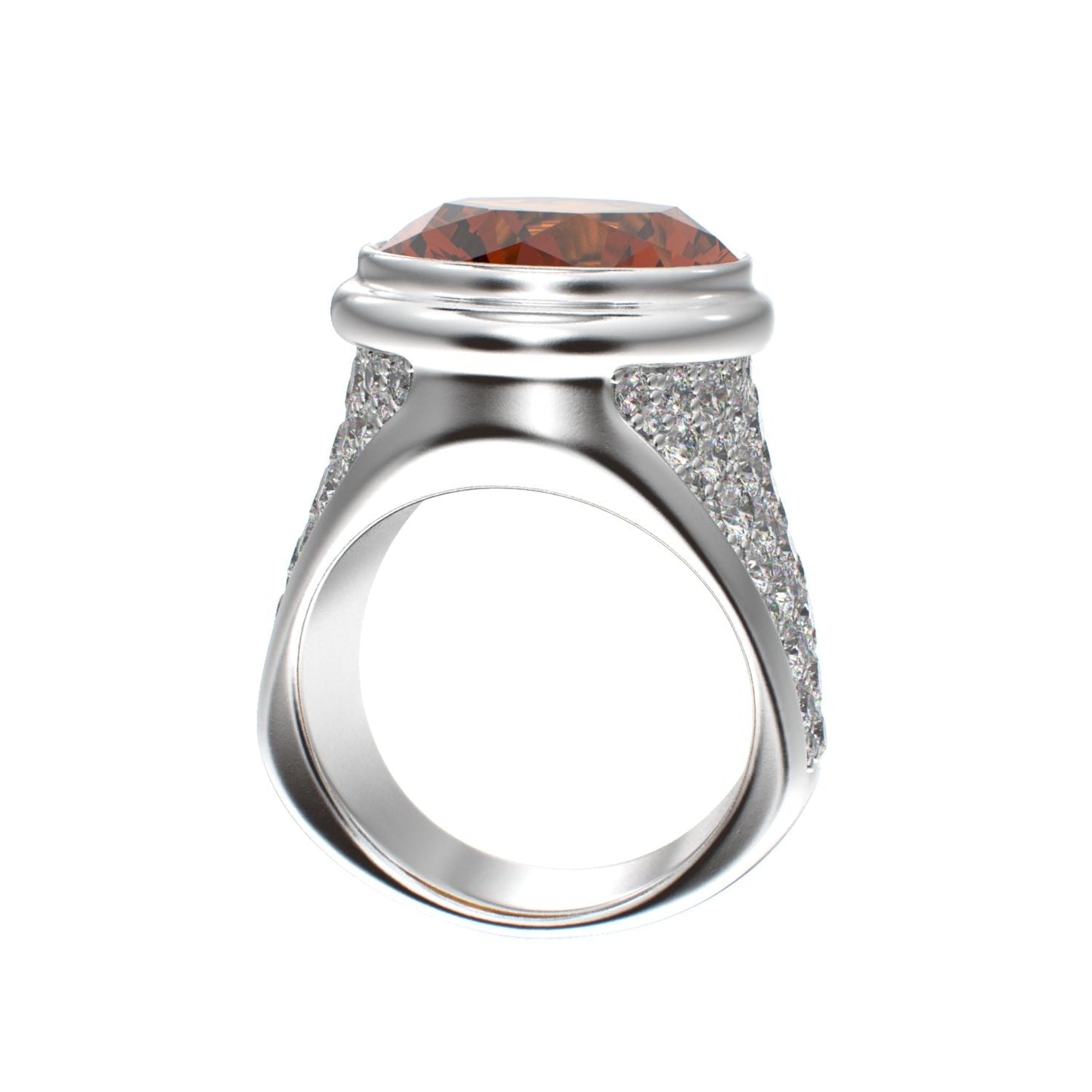 Signature Ring - Citrine & Moissanites - 925 Silver - BeckonJewel