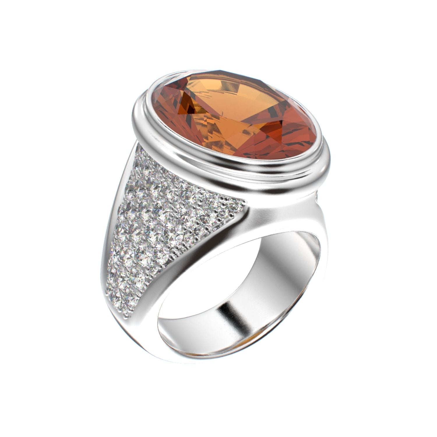 Signature Ring - Citrine & Moissanites - 925 Silver - BeckonJewel